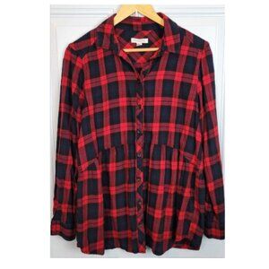 Beachlunchlounge Plaid Button Down Top Size M Long Sleeve